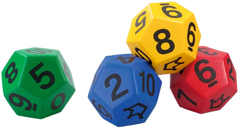 Terning 12sidet med tall og joker Gul 1 stk 20 cm skumterning