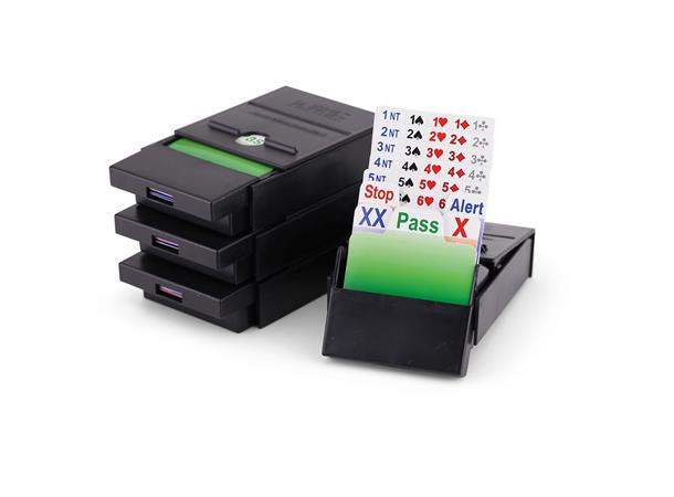 Meldebokser bridge partner sort sett (4 stk)