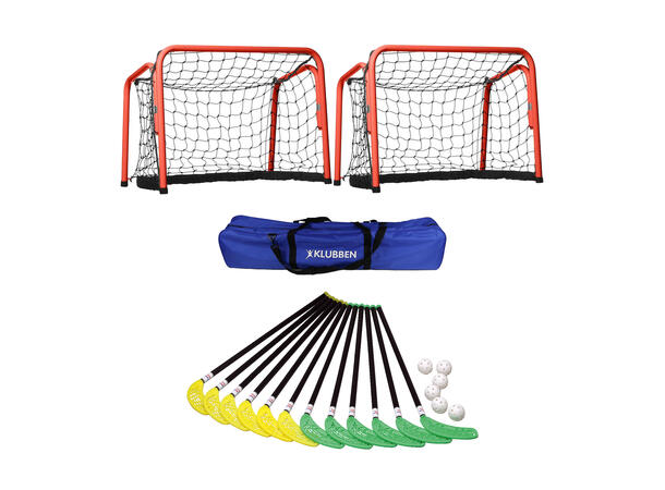 Innebandysett Fiber 95 cm med mål 12 køller | 6 baller | 2 mål | 1 bag 