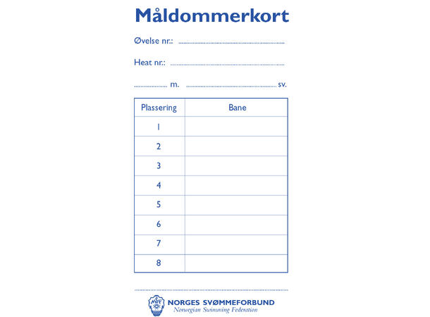 Måldommerkort, pk à 50 