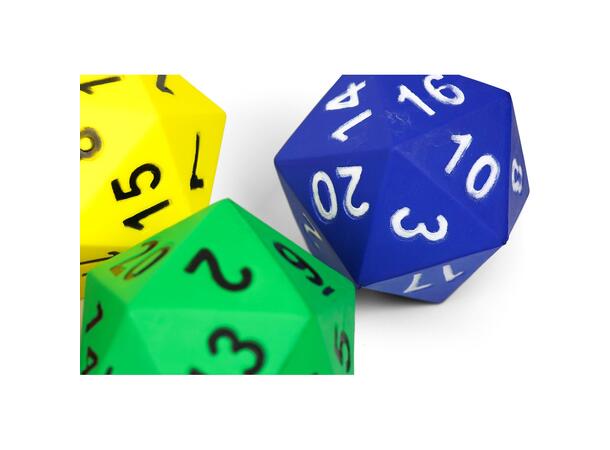 Terning 20-sidet med tall 1 stk | 15 cm skumterning m/trekk 