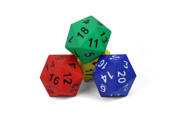Terning 20-sidet med tall 1 stk | 15 cm skumterning m/trekk 