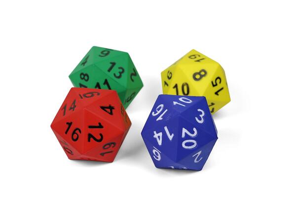 Terning 20-sidet med tall 1 stk | 15 cm skumterning m/trekk 