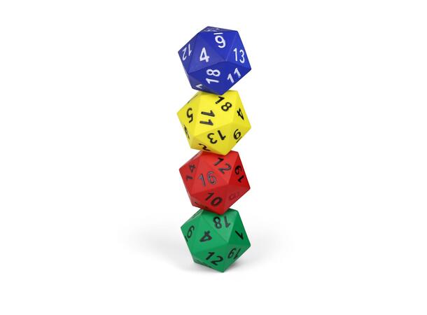 Terning 20-sidet med tall 1 stk | 15 cm skumterning m/trekk 