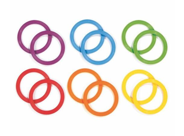 Gymnastikkringer 18 cm 12 flate ringer i forskjellige farger