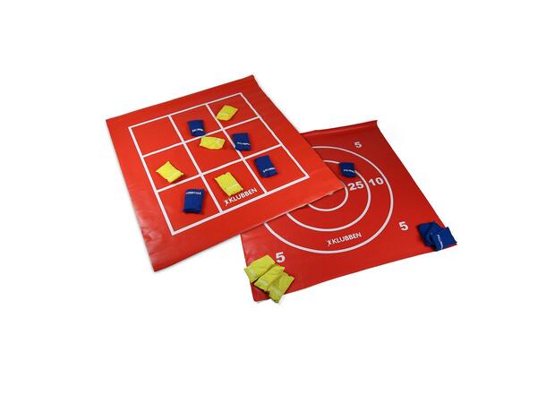 Poengmatte med 8 erteposer 100x100 cm Blink og 3 på rad på hver sin side 