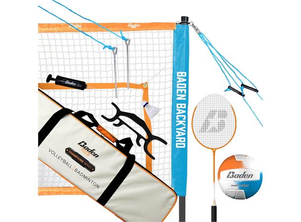 Baden Volleyball- og Badmintonsett Sett med alt du trenger | 9,75 m nett