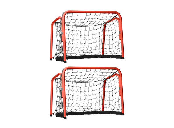 Innebandymål 90 x 60 cm | 2 stk Røde mål m/nett | Sammenleggbart 