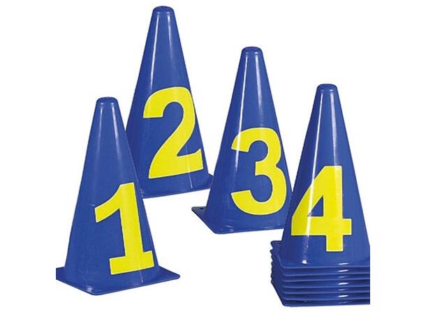 Markeringskjegler med tall 11 stk 11 kjegler med tallene 0 - 10 