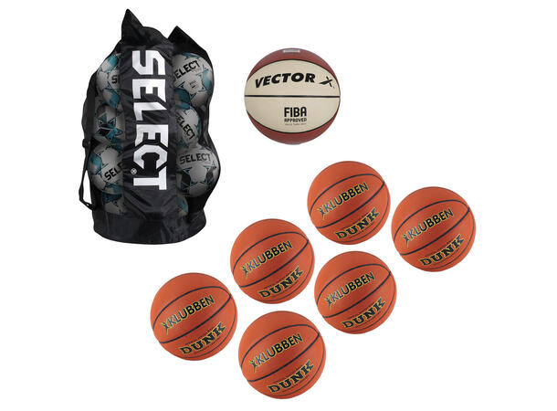 Basketballpakke Skole str 7 7 basketballer | 1 ballbag 
