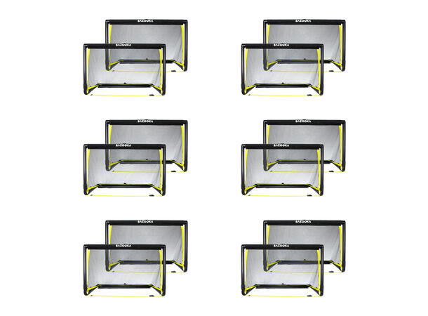 BazookaGoal XL | 150X90 cm | 12 stk 3v3 Fotballmål - Sammenleggbart minimål 