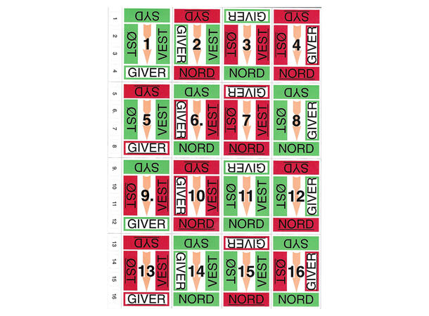 Klistremerker for Bridgesorter Prim kortdubleringsmaskin | ark 1-16 