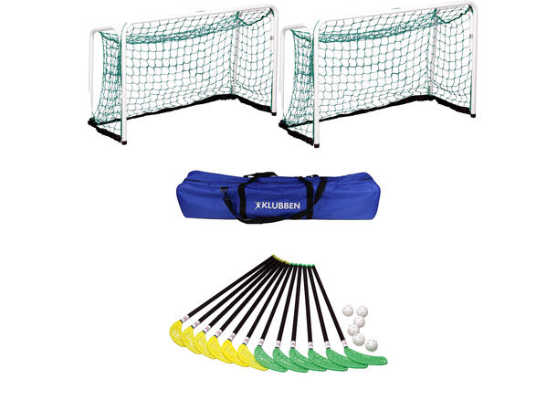 Innebandysett Fiber 95 cm med mål 12 klubber | 6 baller | 2 mål | 1 bag 