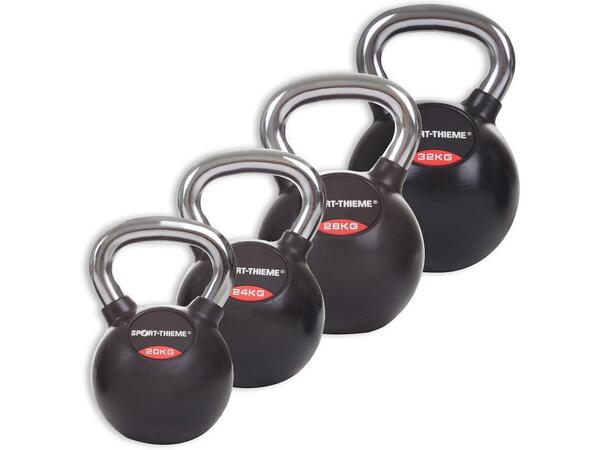 Kettlebells Gummiert Glatt kromhåndtak 4 stk | 20 til 32 kg 