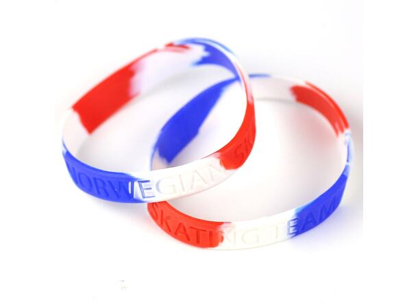 Armbånd rødt hvitt og blått 10 pk Norway speedskating team 
