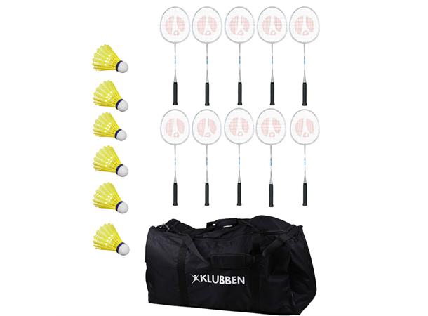Badmintonsett til skoler - 10 10 racketer | 6 baller |  bag