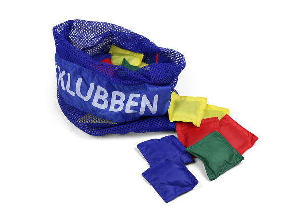 Erteposer mini med nett Bag med 24 stk erteposer i fire farger 