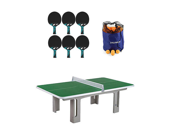 Bordtennispakke Utendørs Bordtennisbord, nett, racketer, baller