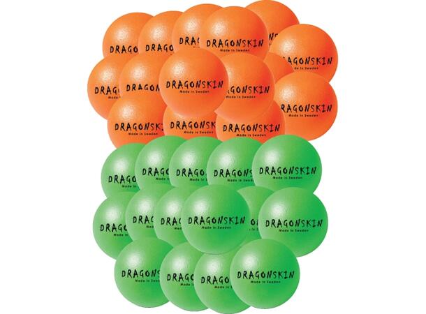 Dragonskin skumballpakke 9 cm | 30 stk 30 grønne og oransje minitennisballer 