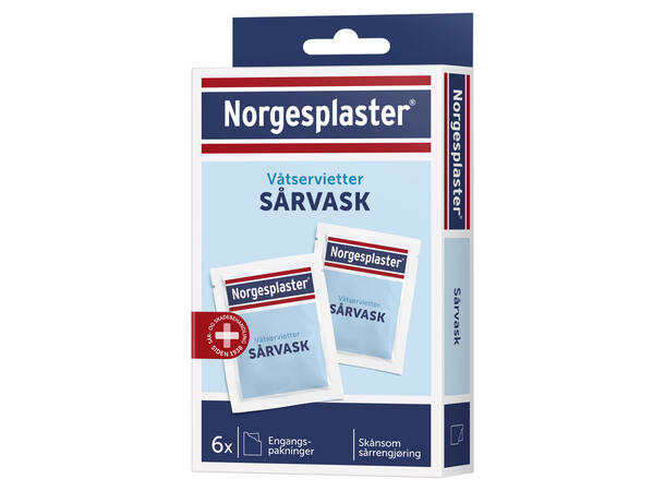 Sårvask våtservietter | 6 stk Våtservietter til sårvask 
