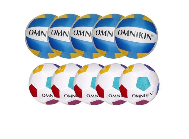Omnikin® fotball- og volleyballpakke Pakke med 10 superlette baller 