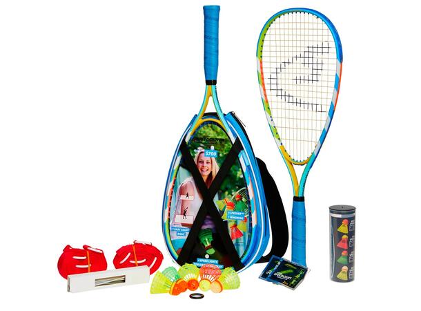 Speedminton Sett S700 2 racketer, 5 baller, banemarkering ++ 