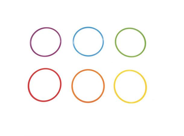 Gymnastikkringer 50 cm - 6 stk Sett med 6 flate ringer i ulike farger