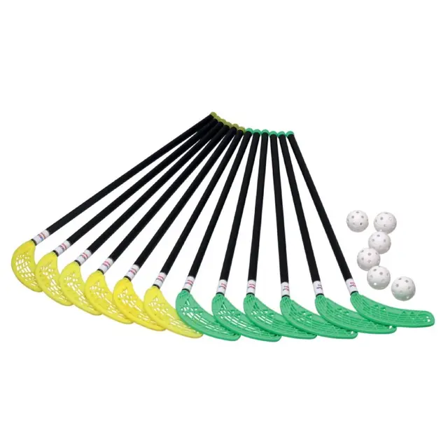 Innebandysett Fiber 95 cm 12 innebandykøller | 6 baller 