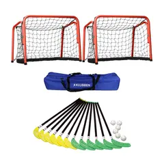 Innebandysett Fiber 95 cm med m&#229;l 12 k&#248;ller | 6 baller | 2 m&#229;l | 1 bag