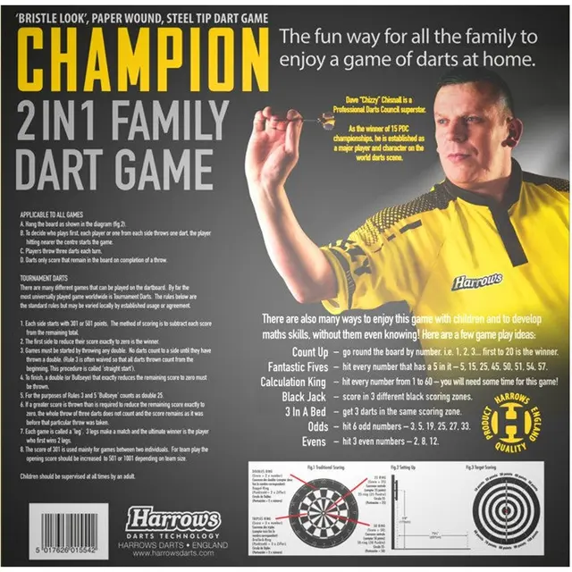 Dart Harrows World Champion Family Tradisjonell dartskive med 6 piler 