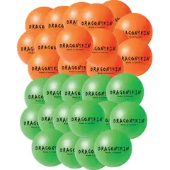 Dragonskin skumballpakke 9 cm | 30 stk 30 gr&#248;nne og oransje minitennisballer