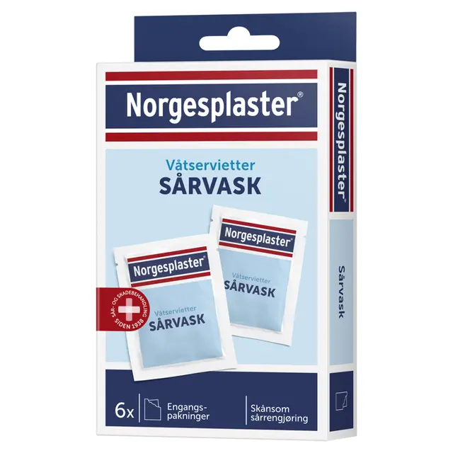 Sårvask våtservietter | 6 stk Våtservietter til sårvask 