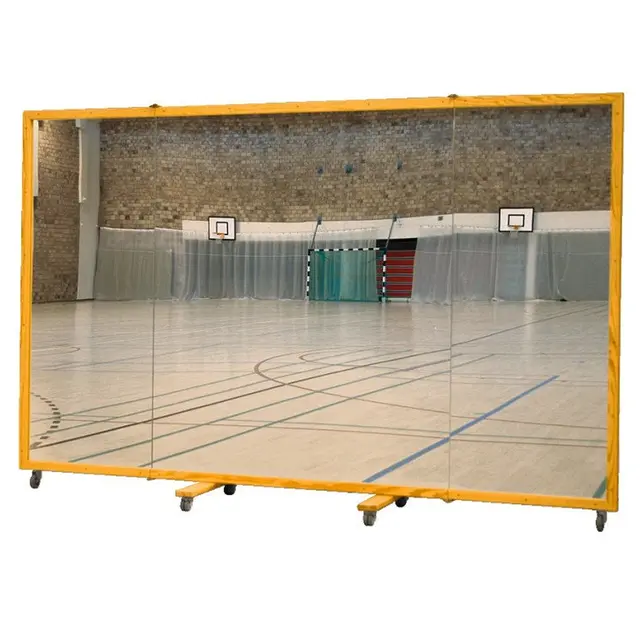Speilvegg på hjul 300 x 180 cm 3-delt med bruddsikkert foliebelegg 