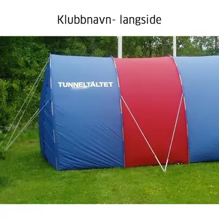 Tunneltelt tilbeh&#248;r Klubbnavn p&#229; langsiden av telt