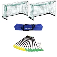 Innebandysett Fiber 95 cm med m&#229;l 12 klubber | 6 baller | 2 m&#229;l | 1 bag