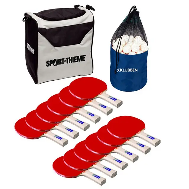 Bordtennissett Klubben 12 racketer | 144 hvite baller |  bag 