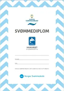 Hai diplomer pakke a 20 stk Kun til klubber i Norges Sv&#248;mmeskole