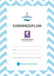 Delfin diplomer pakke a 20 stk Kun til klubber i Norges Sv&#248;mmeskole