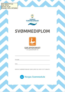 Sjøløve diplomer pakke a 20 stk Kun til klubber i Norges Svømmeskole