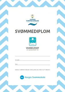 Vann diplomer pakke a 20 stk Kun til klubber i Norges Sv&#248;mmeskole
