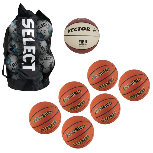 Basketballpakke Skole str 7 7 basketballer | 1 ballbag 