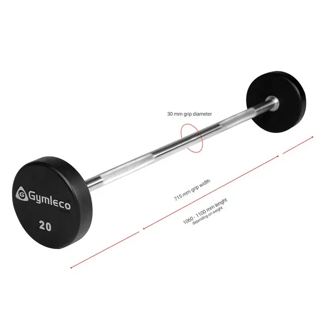 Gymleco vektstang med fast vekt 20 kg 