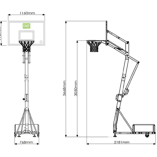 Basketballstativ EXIT Galaxy Portabel | Høydejustering | Dunkering 